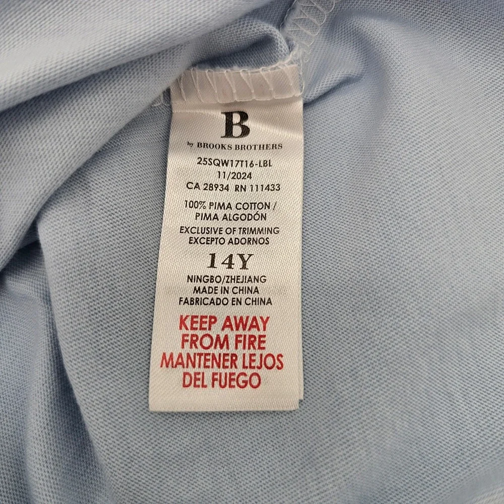 B by Brooks Brothers Boys‎ T-shirt Sunny Side Up Tie Dye Pima Cotton Blue 14Y